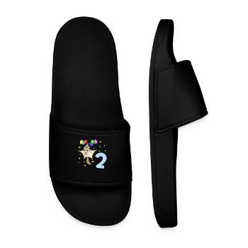 With flying squirrels - children's birthday 2 years - Men’s Pool Sliders - black - Front