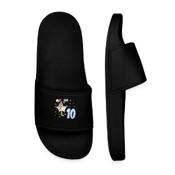With flying squirrels - children's birthday 10 years - Men’s Pool Sliders - black - Front