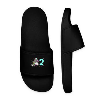 With raccoon - children's birthday 2 years - Men’s Pool Sliders - black - Front