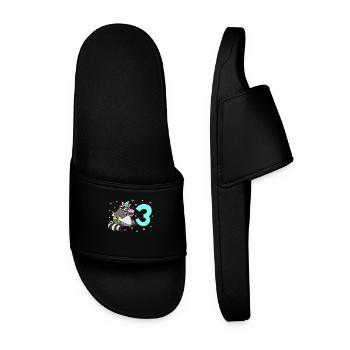 With raccoon - children's birthday 3 years - Men’s Pool Sliders - black - Front
