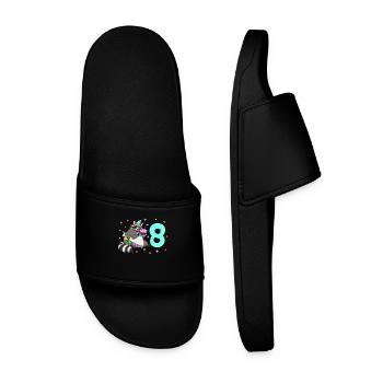 With raccoon - children's birthday 8 years - Men’s Pool Sliders - black - Front