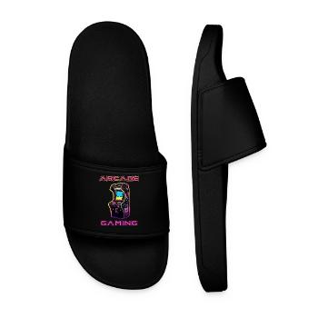 Arcade Gaming Retro Slots Games 80s Gamer - Men’s Pool Sliders - black - Front