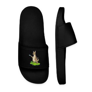Kangaroo Painter Brush Painting - Men’s Pool Sliders - black - Front