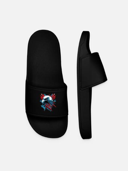 Patriotic eagle with lettering - Men’s Pool Sliders - black