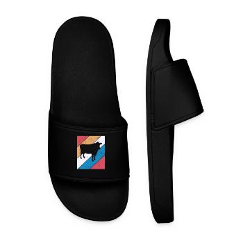 Cow Retro Moo Farmer Milk Farm Gift - Men’s Pool Sliders - black - Front