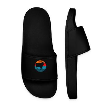 Cow Retro Moo Farmer Milk Farm Gift - Men’s Pool Sliders - black - Front