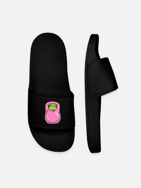 Frog Bodybuilder Dumbbell Bodybuilding - Men’s Pool Sliders - black