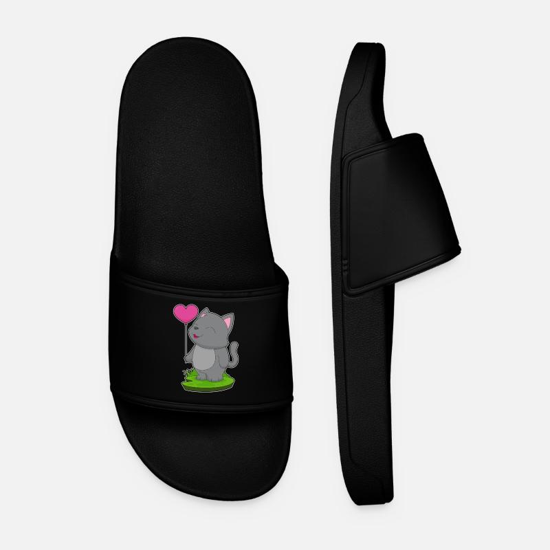 Cat Balloon - Men’s Pool Sliders - black