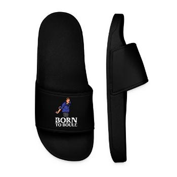 Born to Boule saying for boules and petanque - Men’s Pool Sliders - black - Front