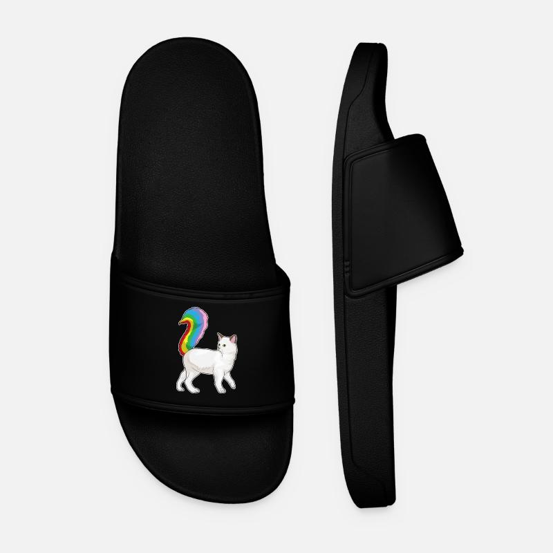 Arc-en-ciel de chat - Claquettes Homme - noir