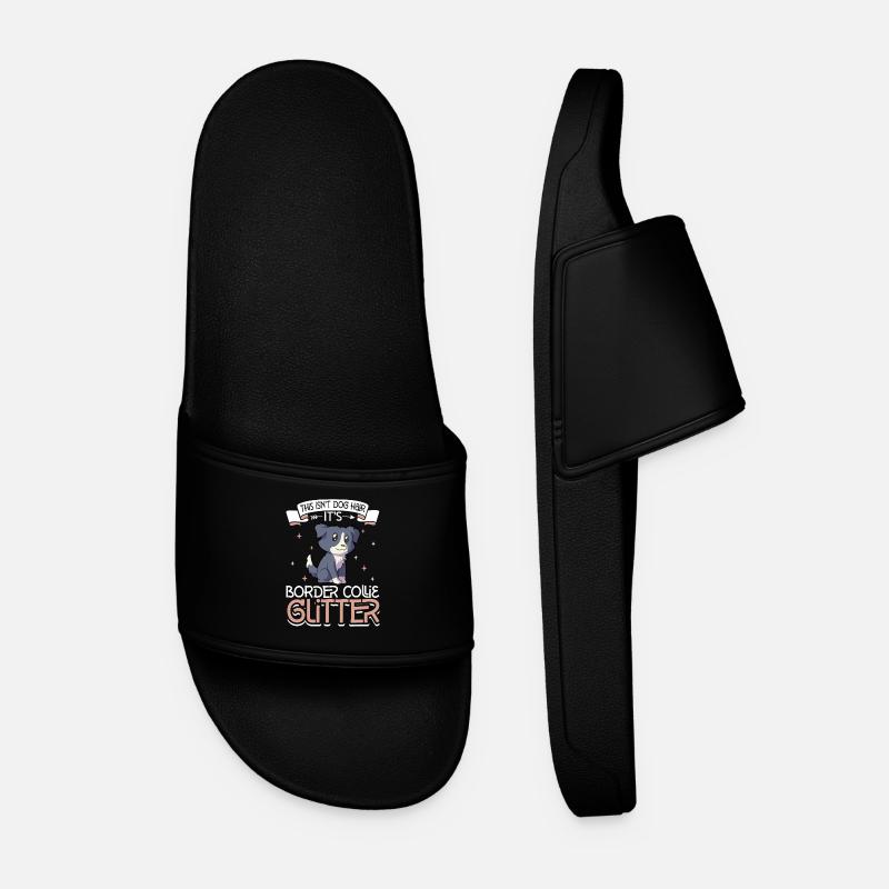Border Collie Glitter - Men’s Pool Sliders - black