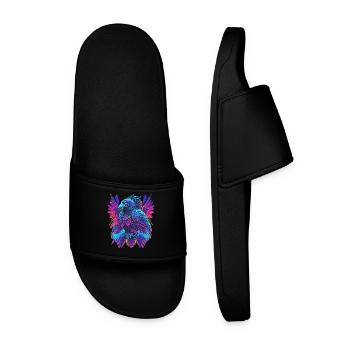 Neon Adler Synthwave Adler - Men’s Pool Sliders - black - Front