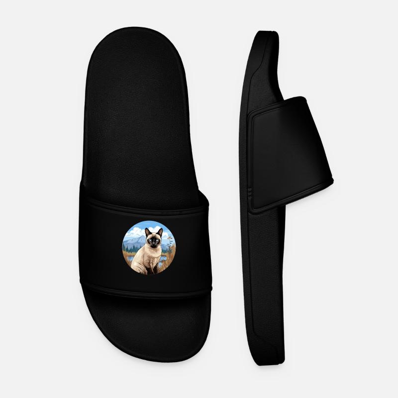 Siamese Cat Siamkatze - Men’s Pool Sliders - black
