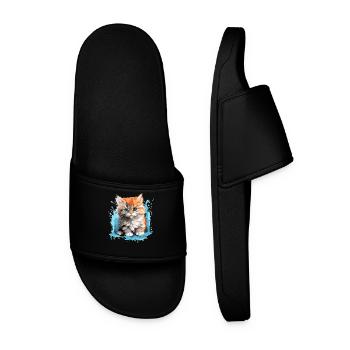 Persian Cat Perser Katze - Männer Badelatschen - Schwarz - Vorne