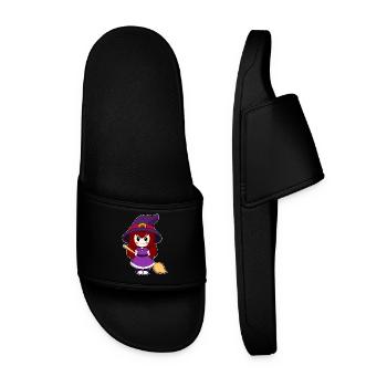 Girl Witch Broom - Men’s Pool Sliders - black - Front