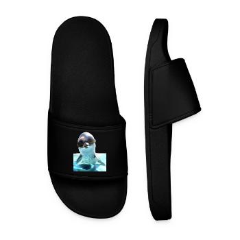 Dolphin Sunglasses Love Dolphins Cute Dolphin - Men’s Pool Sliders - black - Front