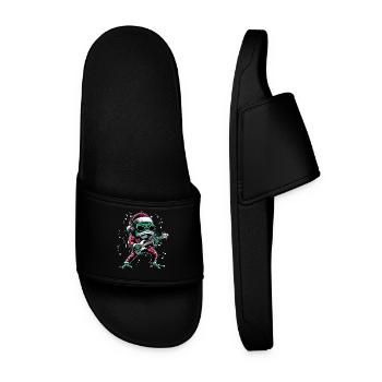 Grenouille cool avec guitare et chapeau de père Noël - Claquettes Homme - noir - Devant