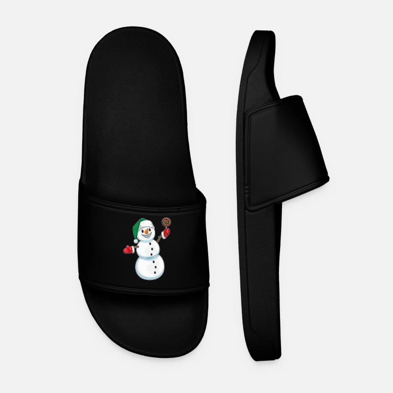 Snowman Christmas Lollipops - Men’s Pool Sliders - black