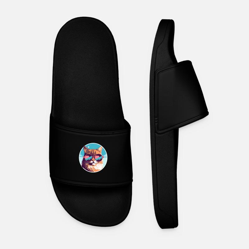 Sun-Purred Kitty Gleam - Men’s Pool Sliders - black