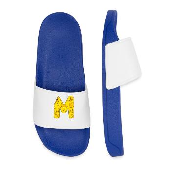 Lettre M - Lettre initiale M - Motif fromage - Claquettes Homme - bleu roi - Devant
