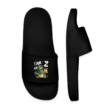 Je suis 2 Tortues Tortue 2ème Anniversaire - Claquettes Homme - noir - Devant