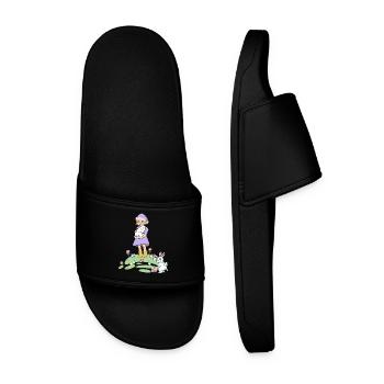 Easter Easter Bunny Kids Rabbit Easter Eggs Eggs - Men’s Pool Sliders - black - Front