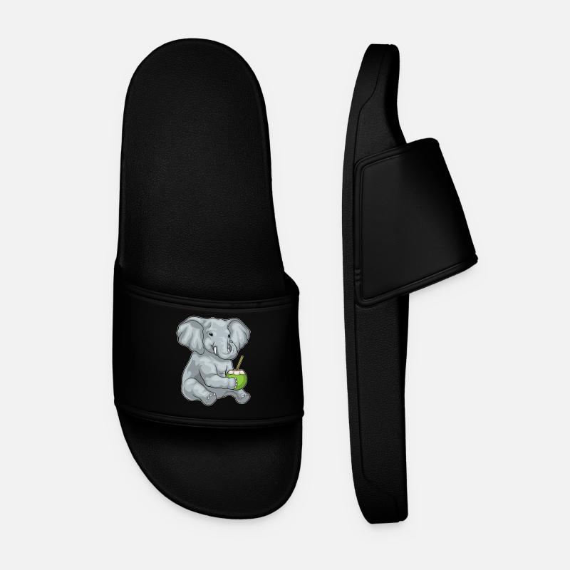 Elephant Coconut - Men’s Pool Sliders - black