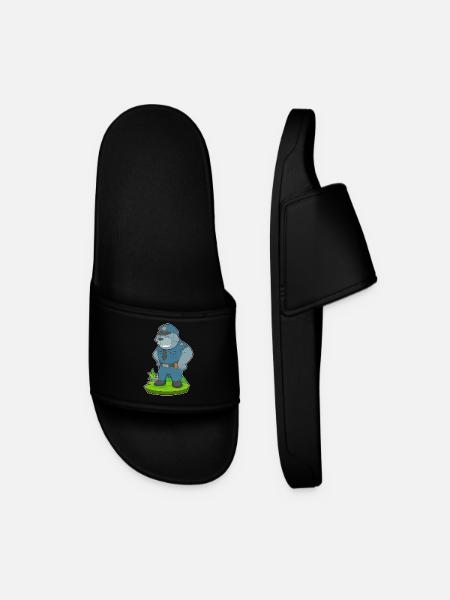 Dog, Policeman, Police - Men’s Pool Sliders - black