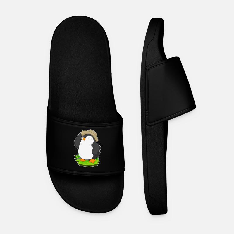 Penguin Hat - Men’s Pool Sliders - black