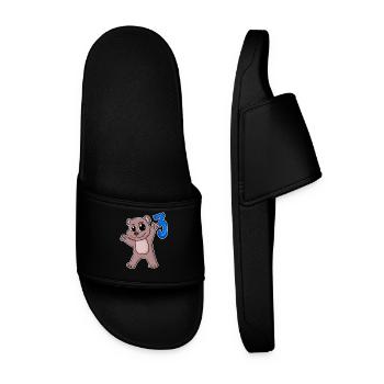 3rd Birthday Motif Bear - Three Years Old - Men’s Pool Sliders - black - Front