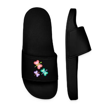 Printemps Coloré Insecte Papillons Enfant Bébé Années 80 - Claquettes Homme - noir - Devant