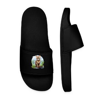 Bengal Cat Bengalkatze - Men’s Pool Sliders - black - Front