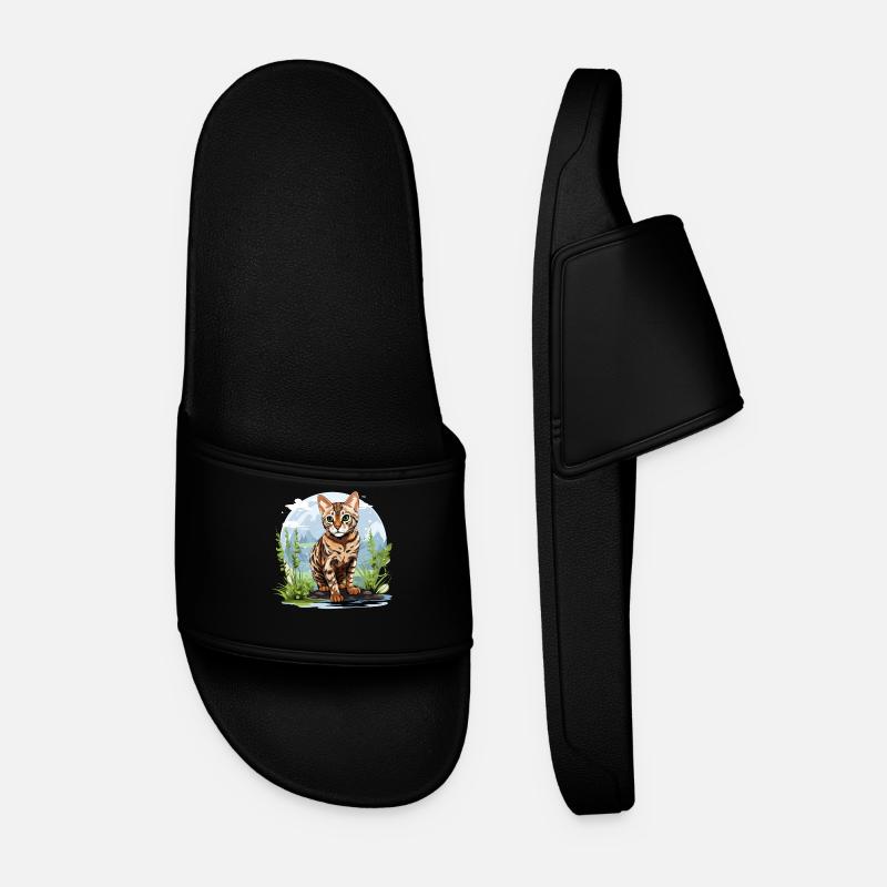 Bengal Cat Bengalkatze - Men’s Pool Sliders - black