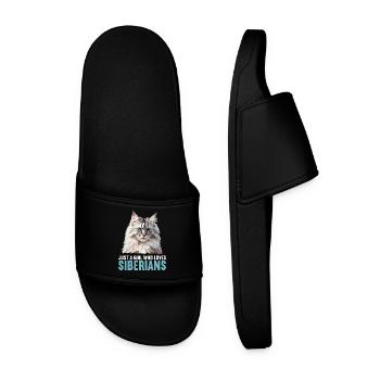 Siberian Cat Sibirische Katze - Männer Badelatschen - Schwarz - Vorne