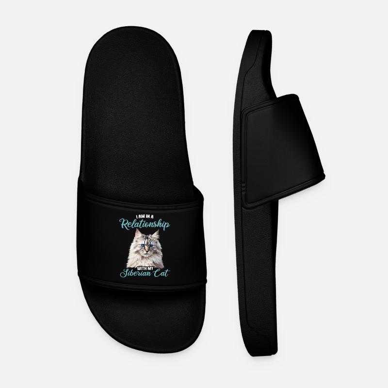 Siberian Cat Sibirische Katze - Men’s Pool Sliders - black