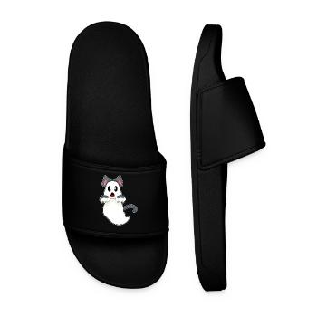 Cat Halloween Ghost - Men’s Pool Sliders - black - Front