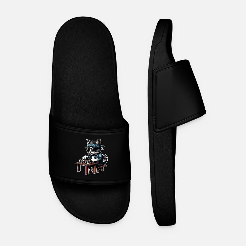 Chess Cat - Men’s Pool Sliders - black