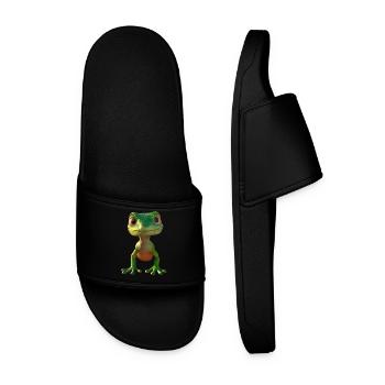 Gecko Lizard Reptile Geckos Lizard Iguana Gekko - Men’s Pool Sliders - black - Front