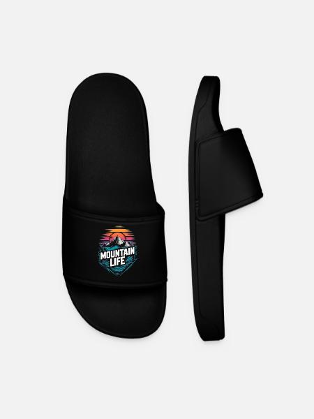 Energetic Mountains and Sunset - Men’s Pool Sliders - black