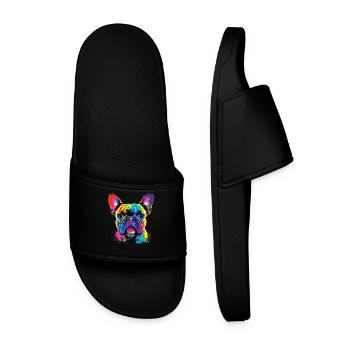 Bouledogue français couleurs colorées Pop Art Great Dane - Claquettes Homme - noir - Devant