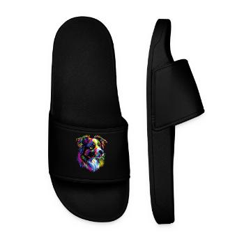 Australian Shepherd Bright Colors Pop Art Aussie - Men’s Pool Sliders - black - Front