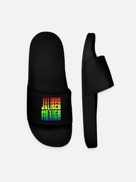 Jalisco Mexico rainbow design - Men’s Pool Sliders - black