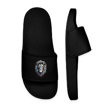 Lion Geometric Colors - Men’s Pool Sliders - black - Front