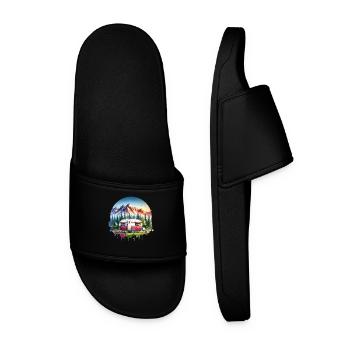 Camping Camper Caravan - Men’s Pool Sliders - black - Front