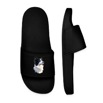 border collie chien amoureux chiot mignons collies - Claquettes Homme - noir - Devant