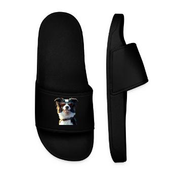 border collie chien amoureux chiot mignons collies - Claquettes Homme - noir - Devant