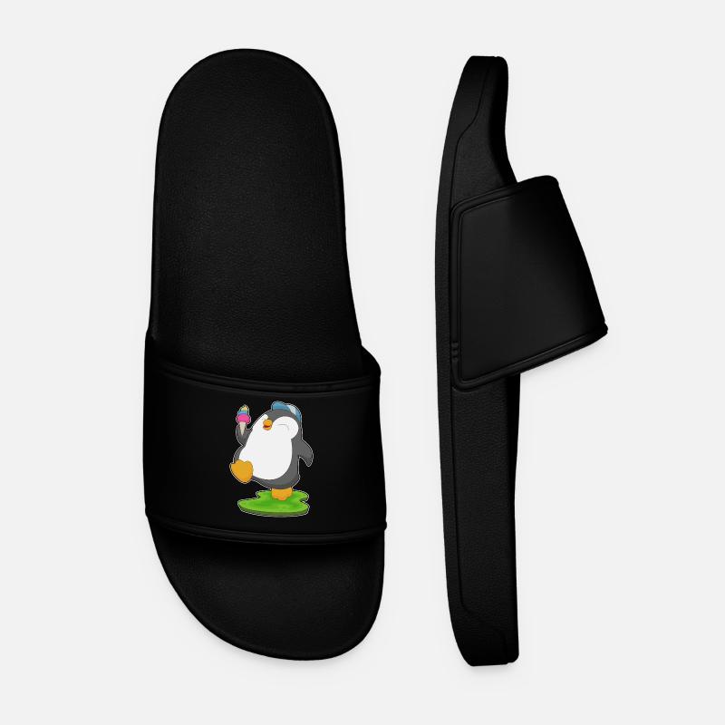 Pinguin Waffeleis - Männer Badelatschen - Schwarz