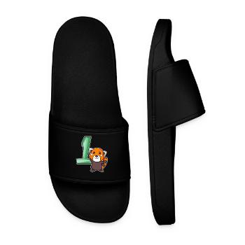 1 year old - School enrollment - Little panda motif - Men’s Pool Sliders - black - Front