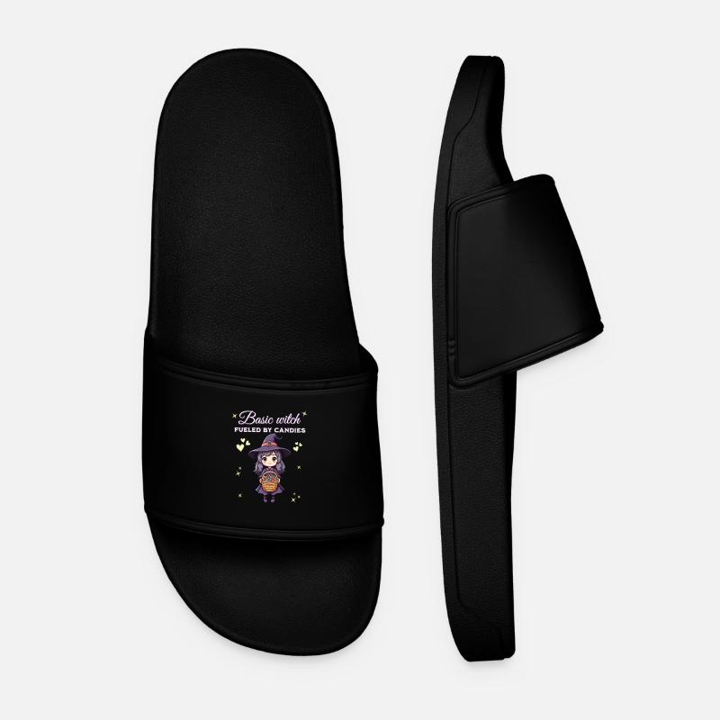 Basic witch fueled by candies - Men’s Pool Sliders - black