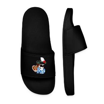 Female skull with hat and Gretel hairstyle - Men’s Pool Sliders - black - Front